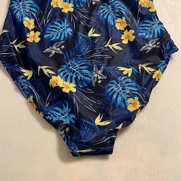 Nicole Miller Vibrant Blue and Yellow One-Piece Swimsuit - Picture 8 of 13